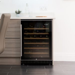 44 bottle dual zone wine cooler in stainless steel
